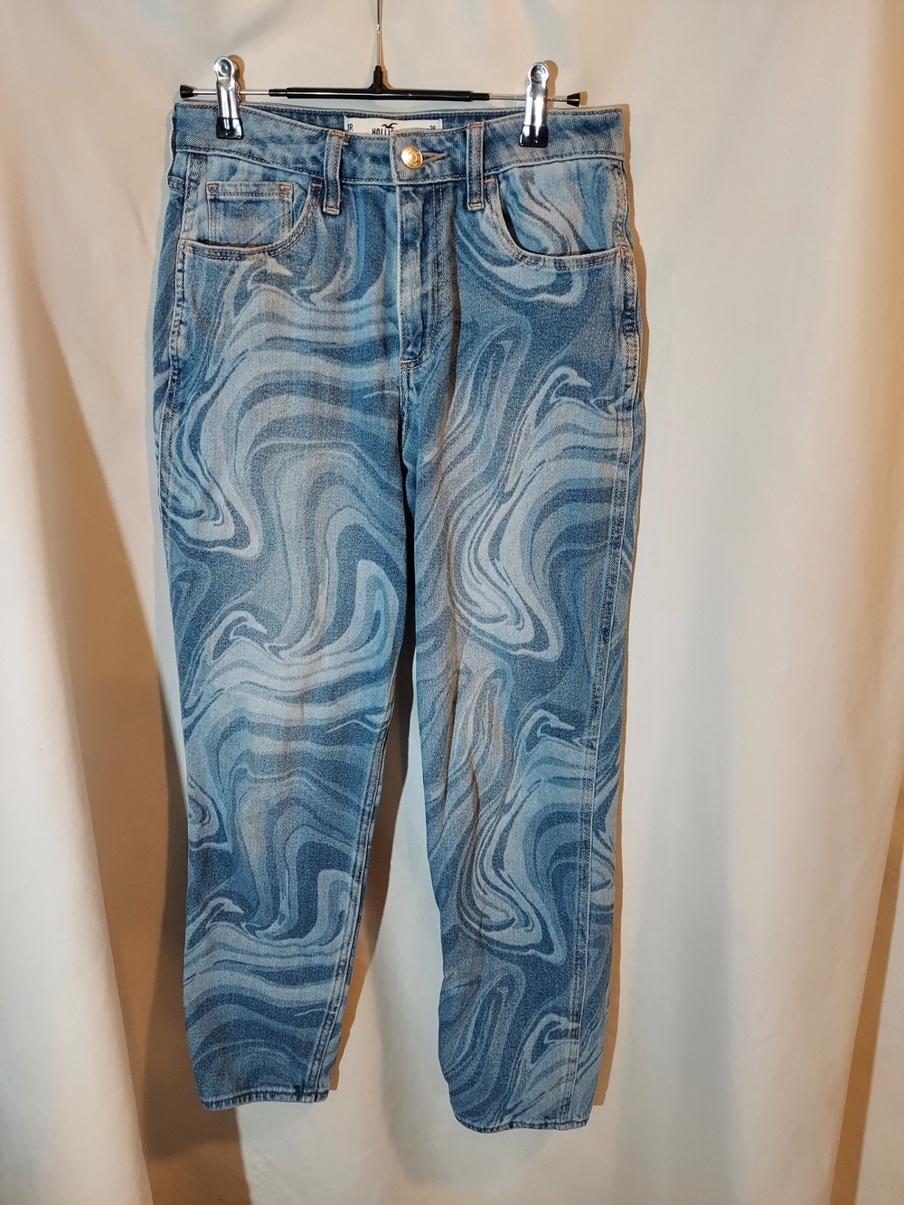 Hollister Curvy High-Rise Marble Swirl Mom Jeans Size 3